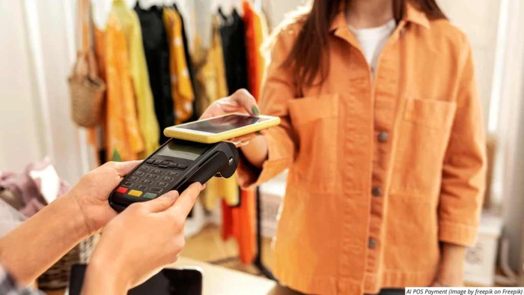 Customer menggunakan AI POS mobile payment