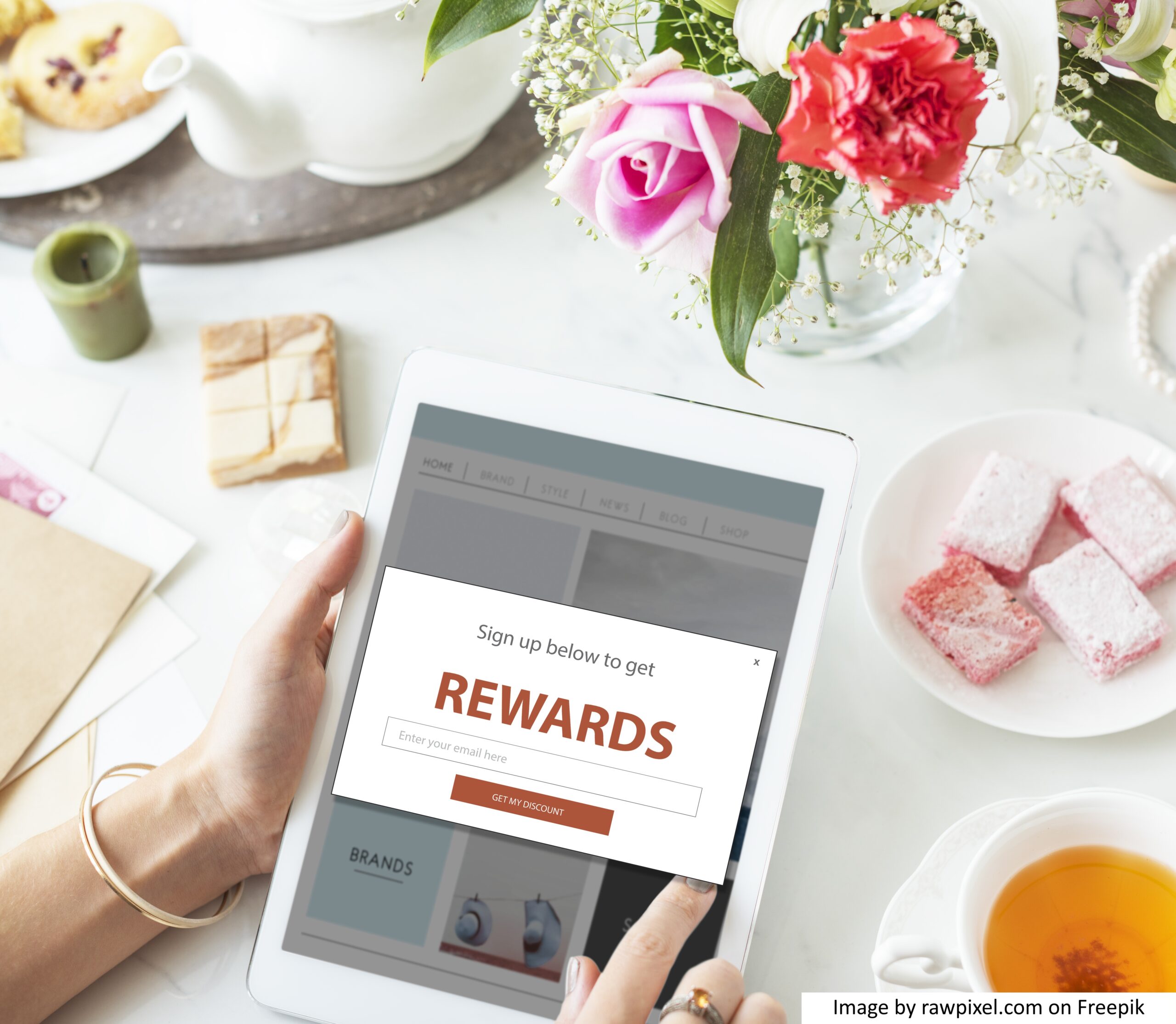 A screen on a tablet showing a sign up form for a loyalty program that is digitized