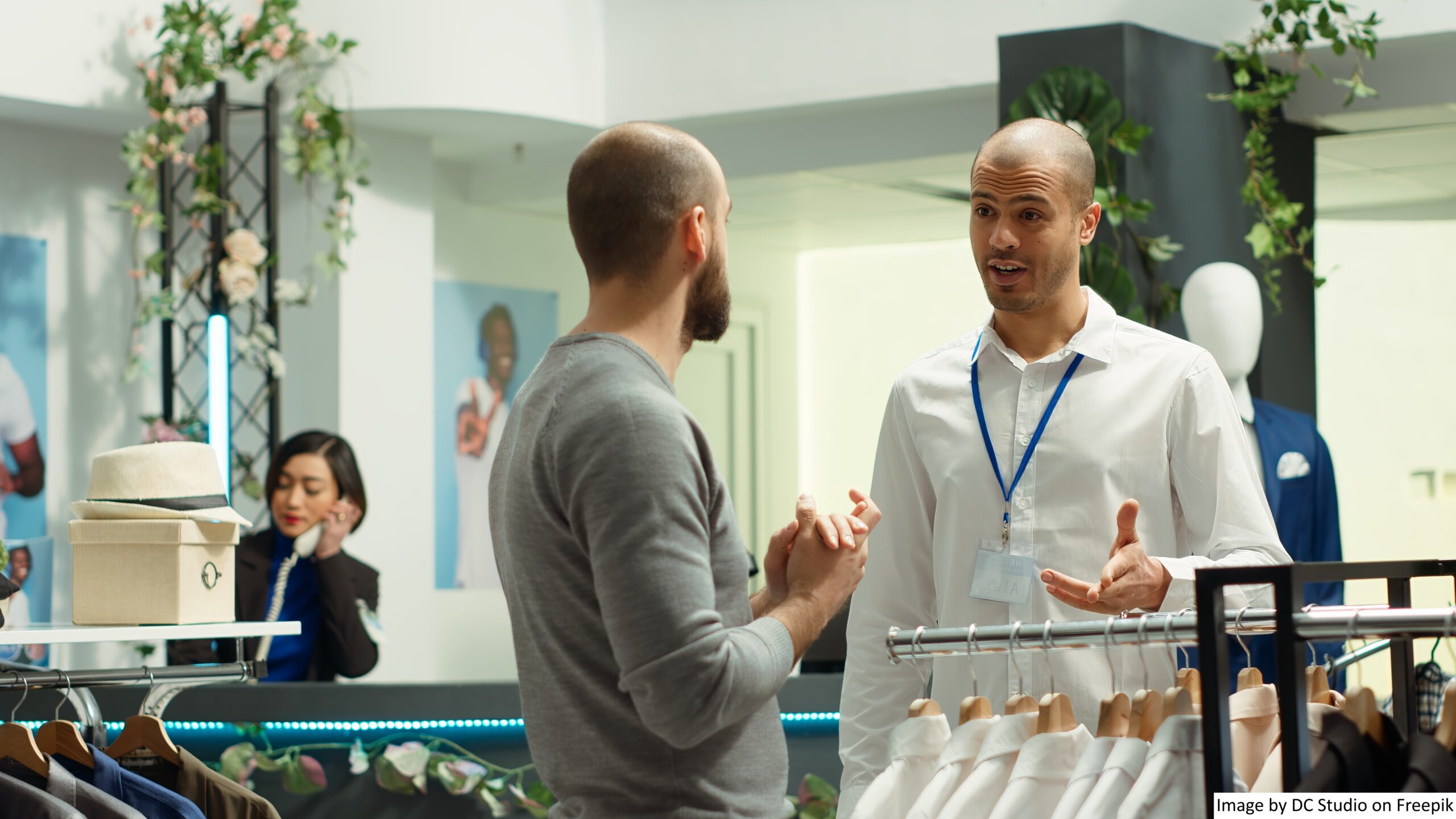 The picture depicts a source of customer friction in retail when a customer is not able to find the piece of clothing they are looking for. 